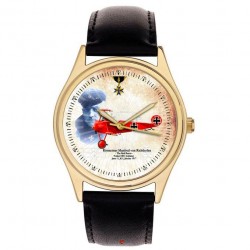 The Red Baron, Manfred von Richthofen, Commemorative  WW-I Luftwaffe Fokker Triplane Art Solid Brass Watch