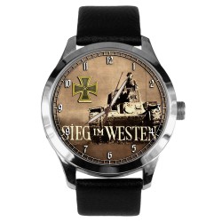 WW2 Germany Sieg im Westen Propaganda Panzer IV Military Art Solid Brass Wrist Watch