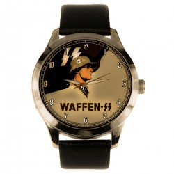 Waffen SS Nazi Germany WW-II Recruitment Poster Art Solid Brass 40 mm Wrist Watch