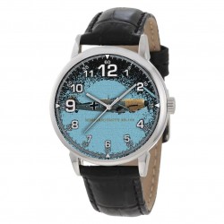 Antique Prussian Blue Metallic Art Luftwaffe Bf109 Messerschmitt WW-II Germany Solid Brass Retro Watch