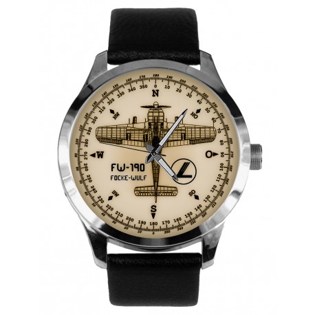 Luftwaffe FW-190 FOCKE WULF WW-II Germany Commemorative Compass Dial Art 40 mm Wrist Watch