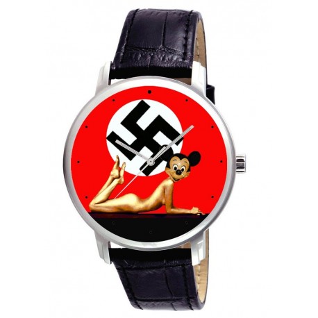 Erotic Nude Nazi Mickey Mouse Controversial  Anti-Fascism Wrist Watch