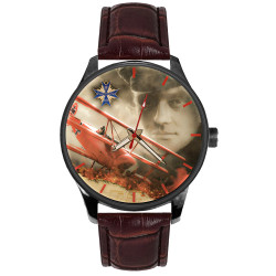 The Red Baron, Manfred von Richthofen, Commemorative  WW-I Luftwaffe Fokker Triplane Art Solid Brass Watch