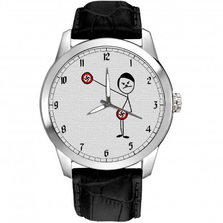 Stickman Caricature of Adolf Hitler Kitsch Swastika Collectible 40 mm Wrist Watch